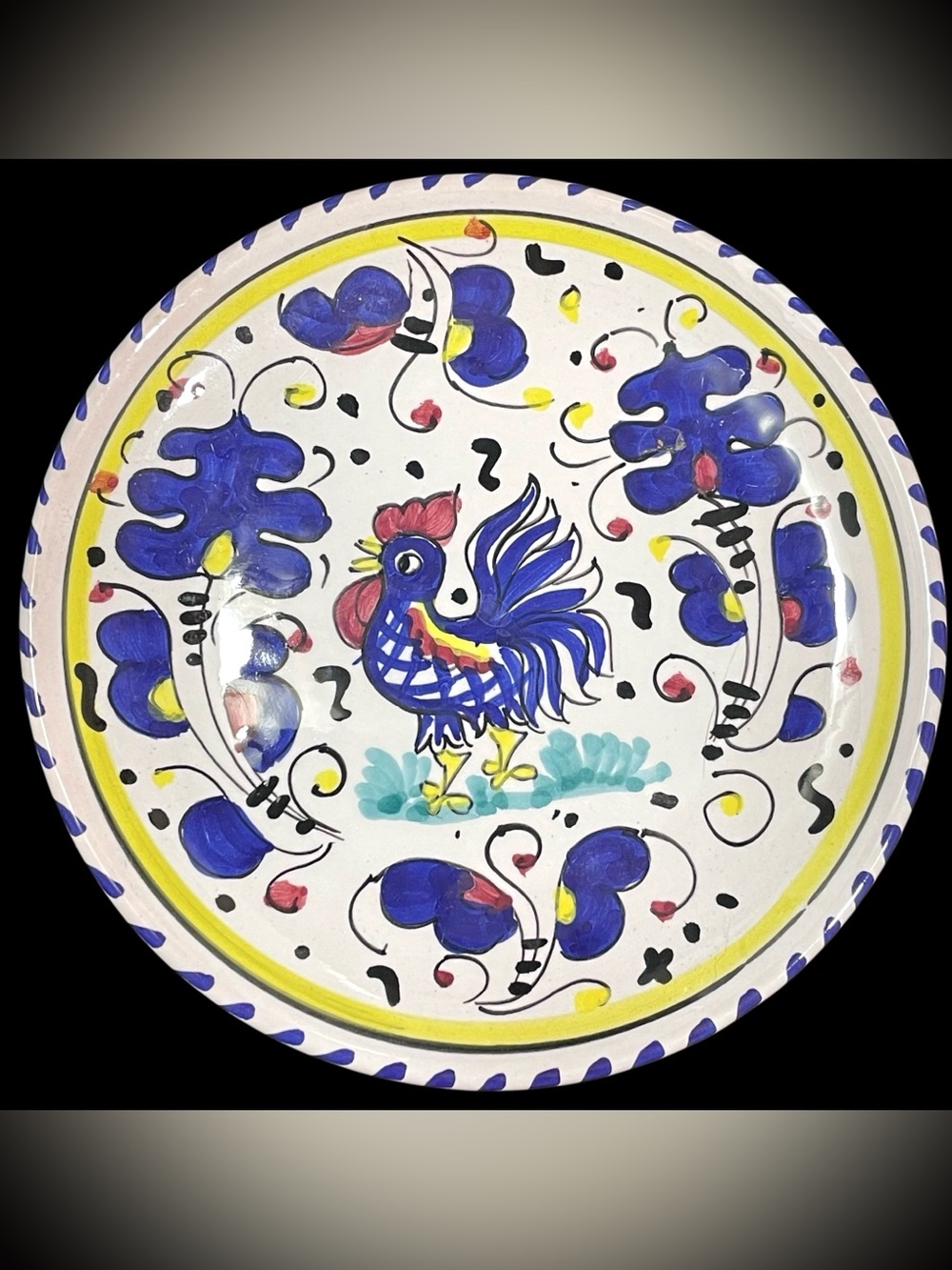 Vintage 1980s Mario Sambuco Deruta Small Pottery Art Wall Plate made in Italy